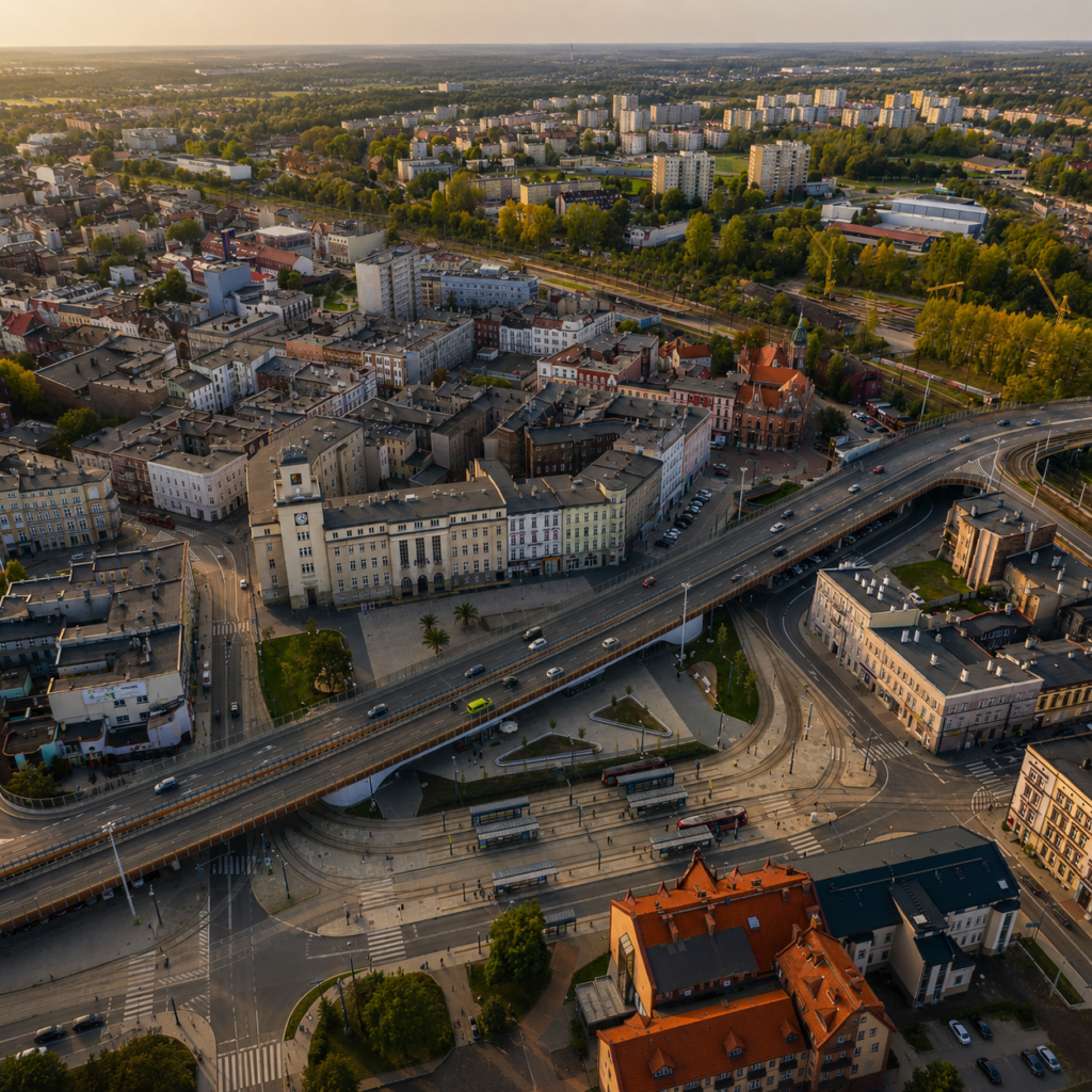 Panorama miasta Chorzów — druk ścienny UV PrintWall