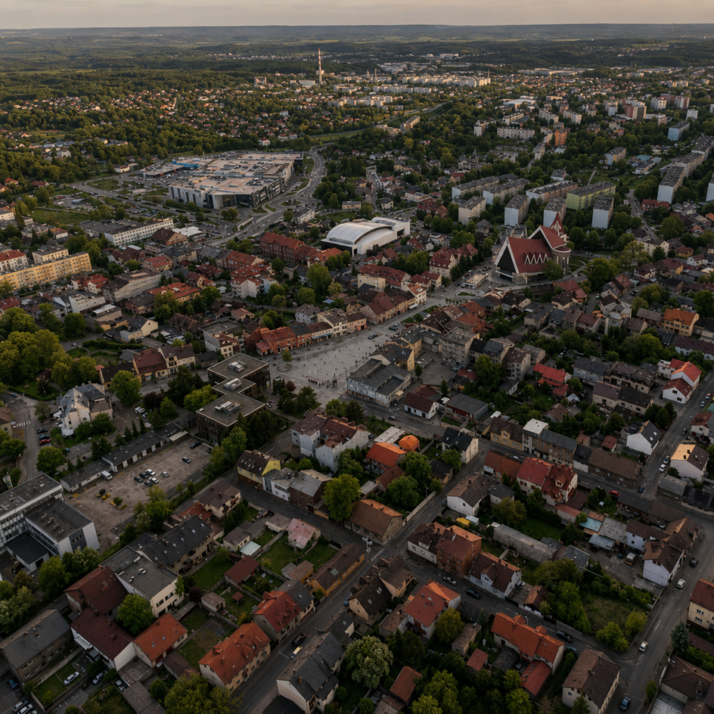 Panorama miasta Jaworzno — druk ścienny UV PrintWall