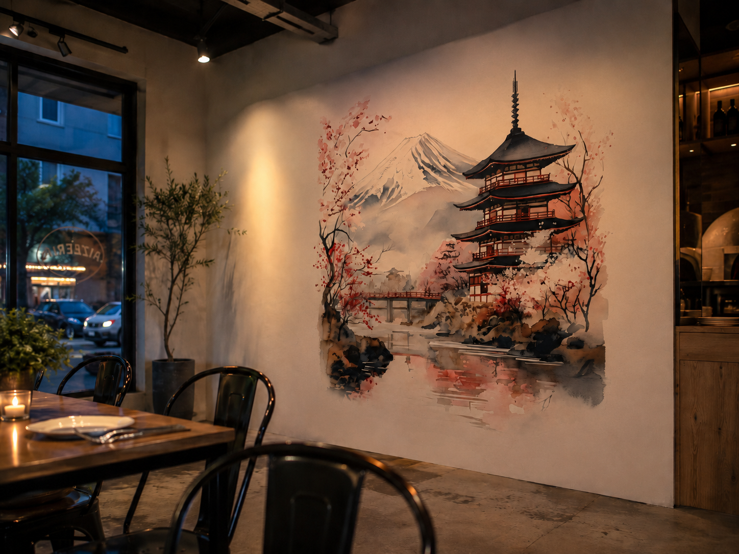 Nadruk na ścianie w restauracji sushi — Sosnowiec